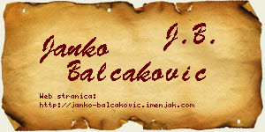 Janko Balčaković vizit kartica